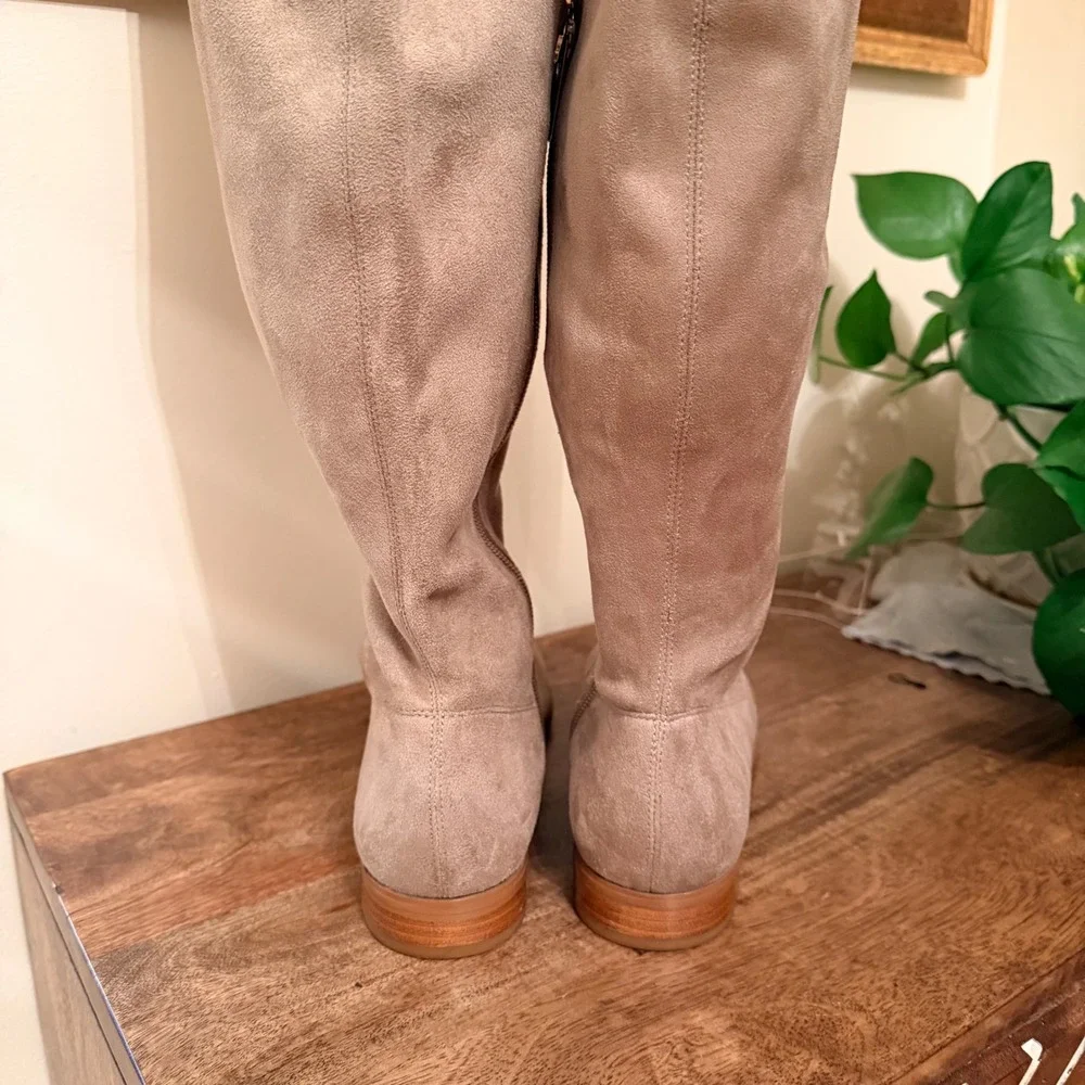 Calvin Klein Rae Size 7.5 Taupe OTK Riding Boot Stretch Equestrian Boho Chic
